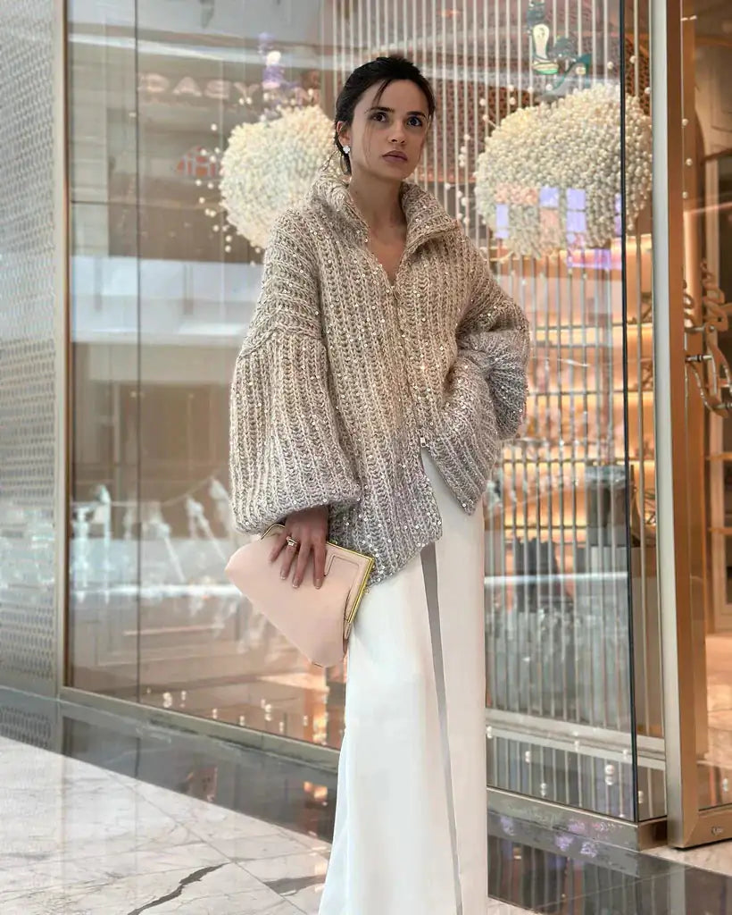 Elegant Sequin Sweater Women Jumper