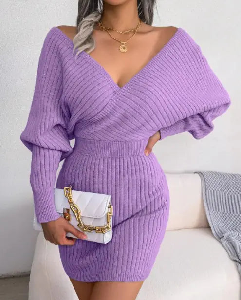 Cross V-Neck Women's Sheath Dress