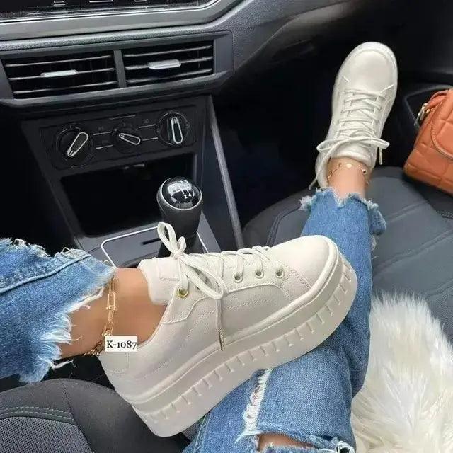 Leather Platform Sneakers For Women