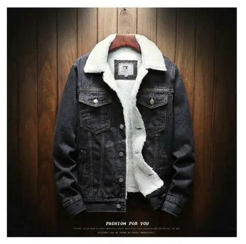 Men's Light Blue Winter Jean Jackets Outerwear Warm Denim
