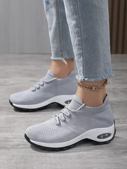 Women's Walking Shoes Lace-On Sock Sneakers