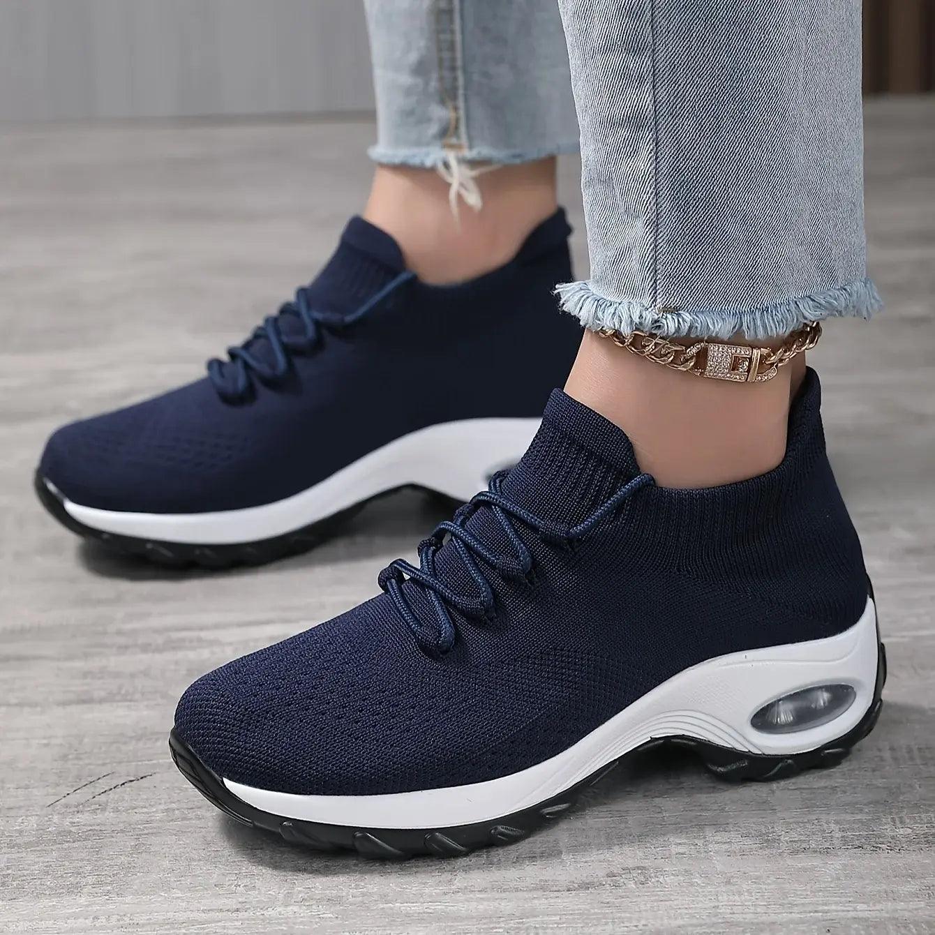 Women's Walking Shoes Lace-On Sock Sneakers