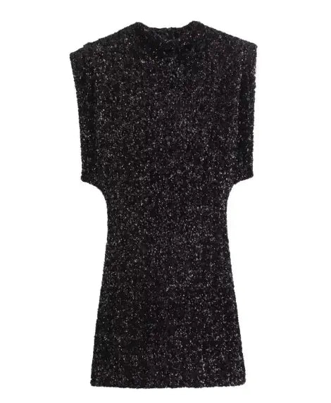 Winter Dress Sleeveless Strap Padded