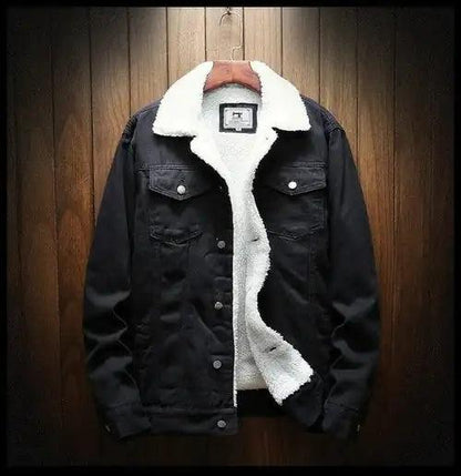 Men's Light Blue Winter Jean Jackets Outerwear Warm Denim