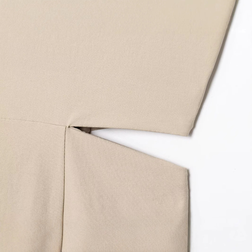 Women’s Khaki V-Neck Midi Dress