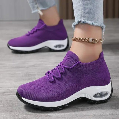 Women's Walking Shoes Lace-On Sock Sneakers