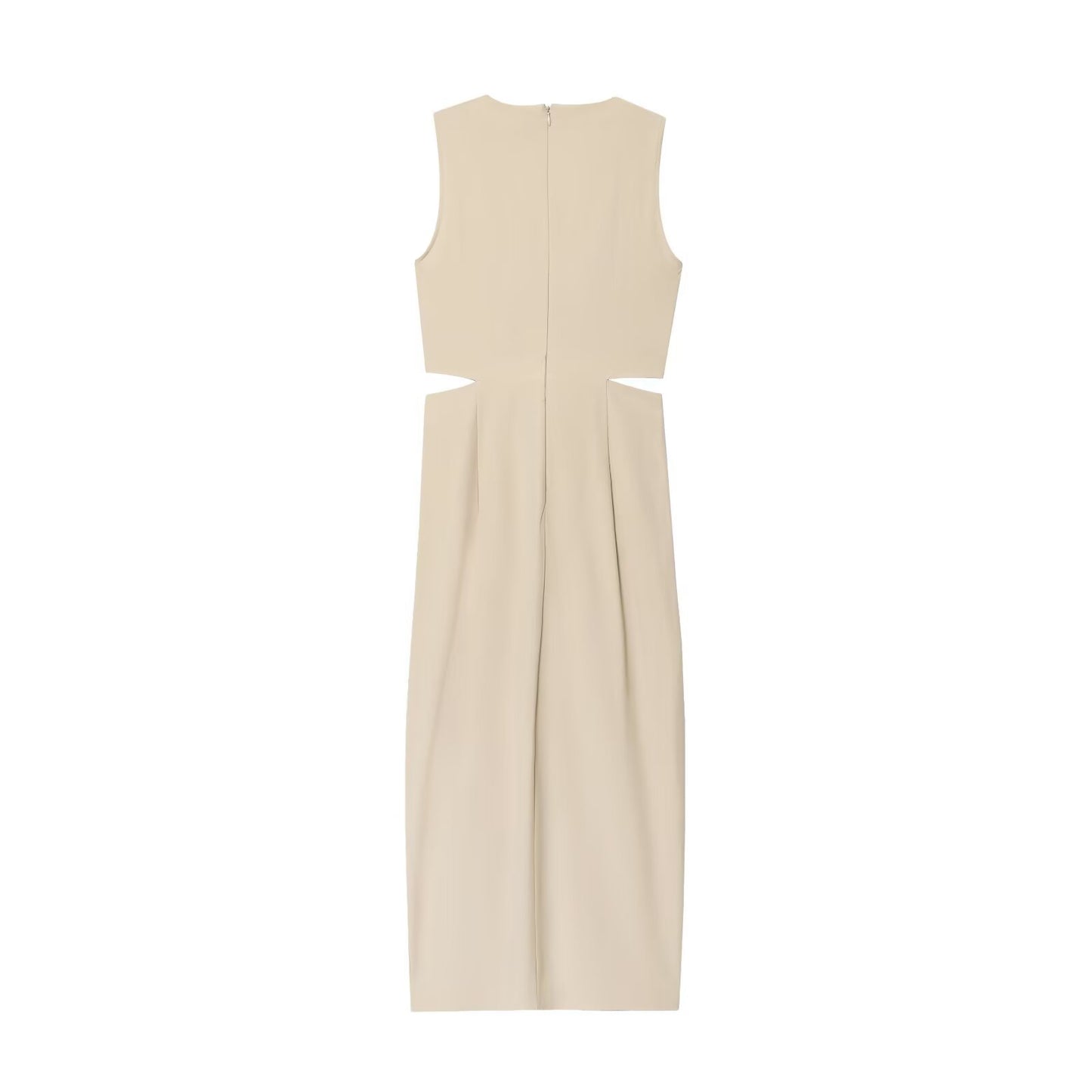 Women’s Khaki V-Neck Midi Dress