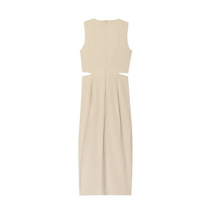 Women’s Khaki V-Neck Midi Dress