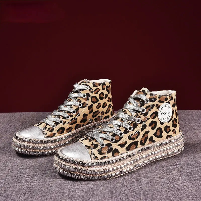 Women Leopard Canvas Shoes Sneakers