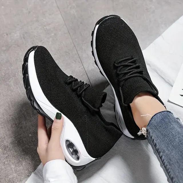 Women's Walking Shoes Lace-On Sock Sneakers