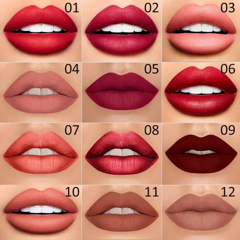 Dual-End Matte & Liner Lipstick - Waterproof Dark Red