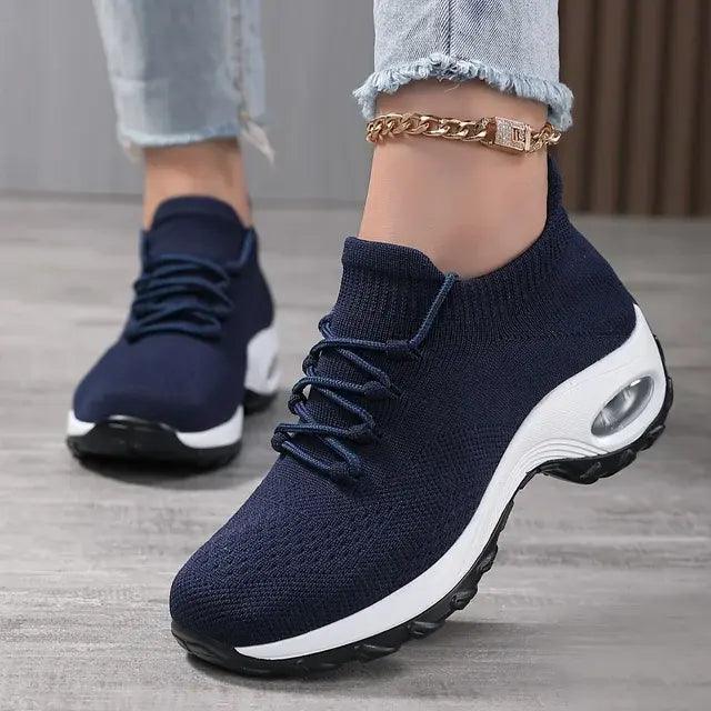 Women's Walking Shoes Lace-On Sock Sneakers