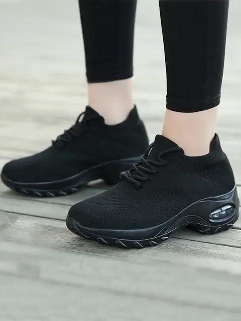 Women's Walking Shoes Lace-On Sock Sneakers