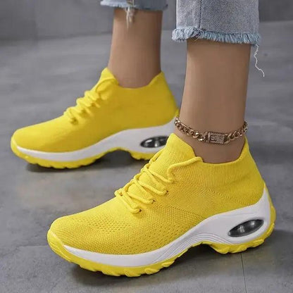 Women's Walking Shoes Lace-On Sock Sneakers