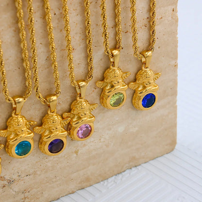 Dainty Angel Birthstone Necklace Savaé Design
