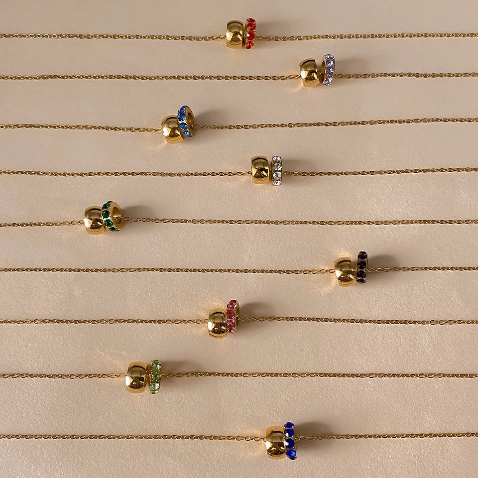 18K Gold Plated Birthstone Charm Necklace Savaé Design