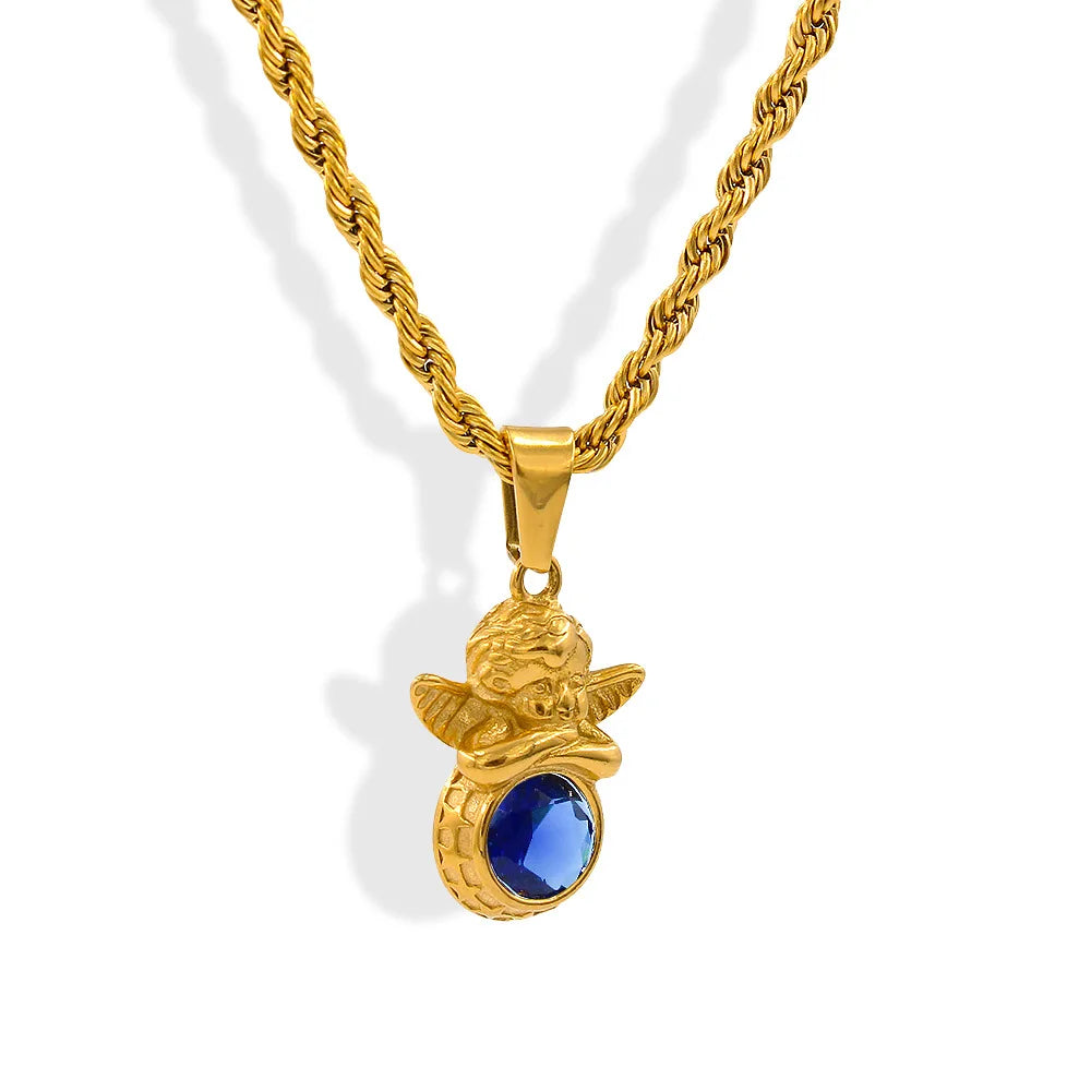 Dainty Angel Birthstone Necklace Savaé Design
