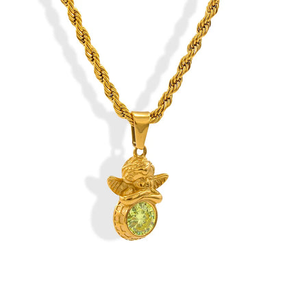 Dainty Angel Birthstone Necklace Savaé Design