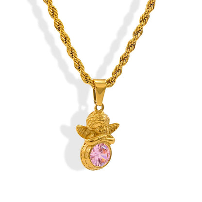 Dainty Angel Birthstone Necklace Savaé Design