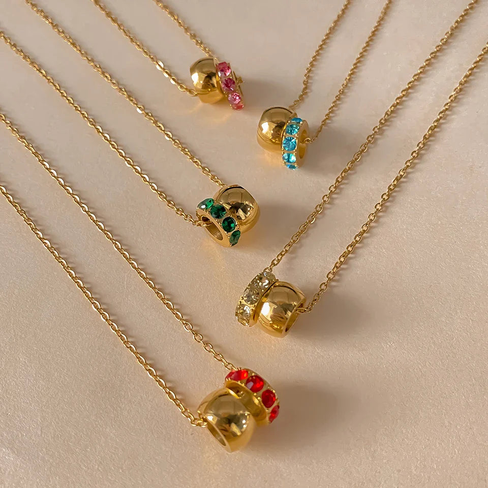 18K Gold Plated Birthstone Charm Necklace Savaé Design
