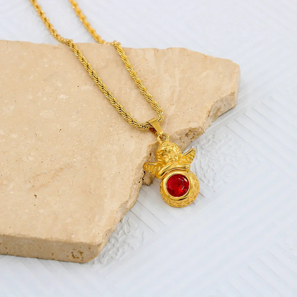 Dainty Angel Birthstone Necklace Savaé Design