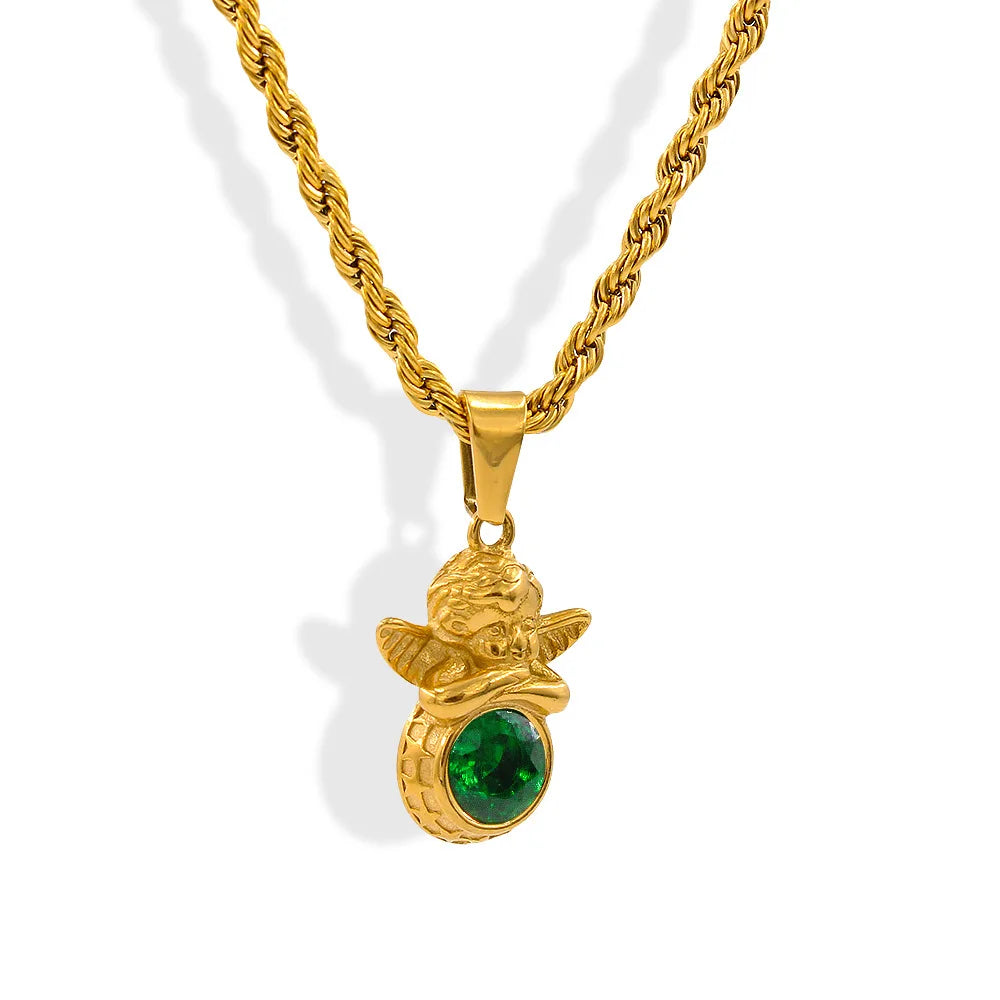 Dainty Angel Birthstone Necklace Savaé Design