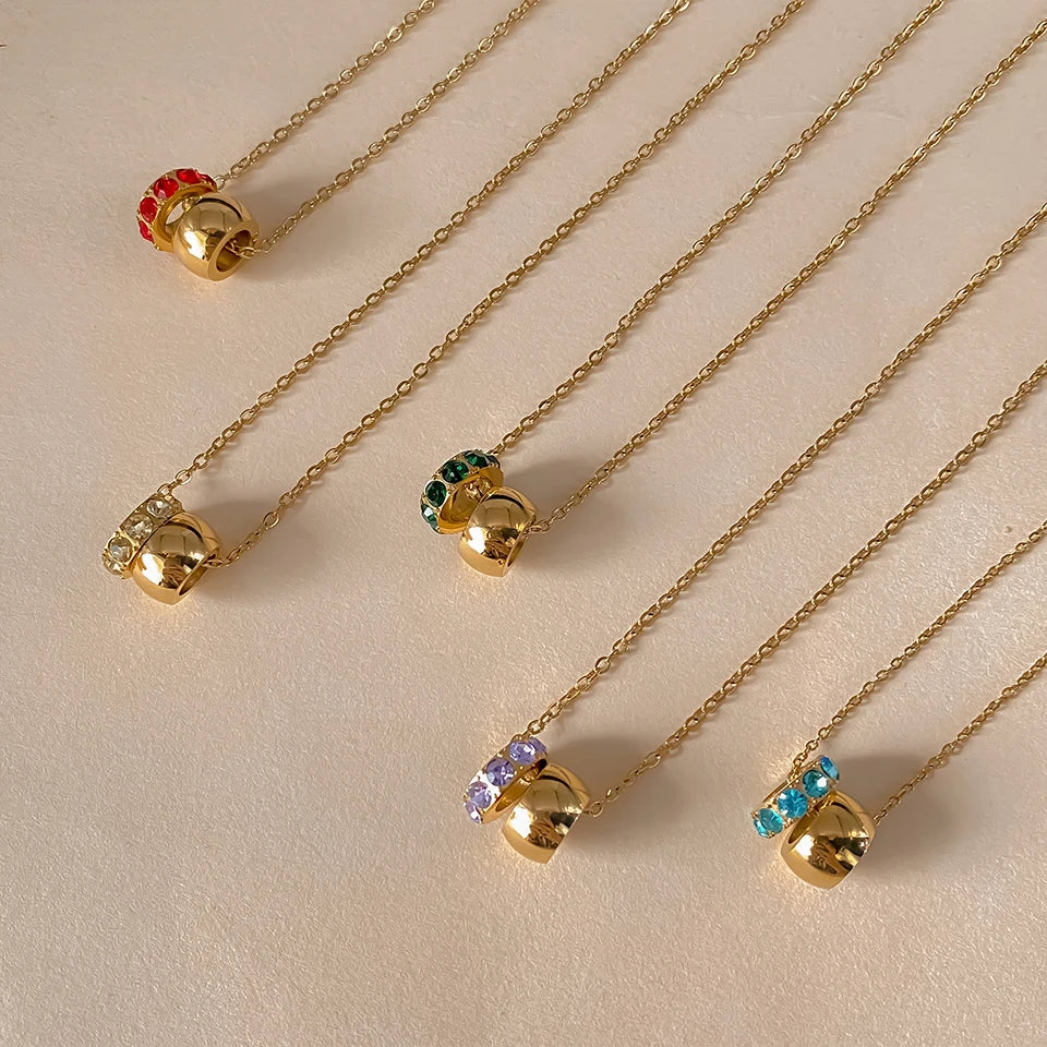 18K Gold Plated Birthstone Charm Necklace Savaé Design