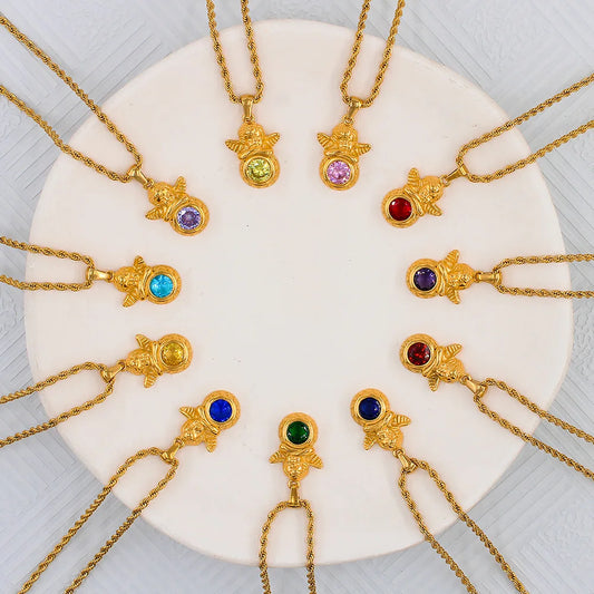 Dainty Angel Birthstone Necklace Savaé Design