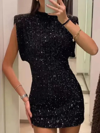 Winter Dress Sleeveless Strap Padded