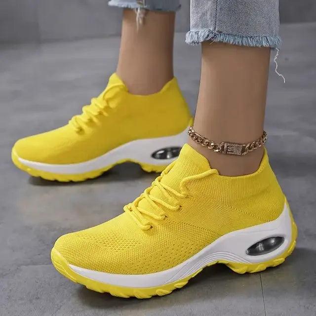 Women's Walking Shoes Lace-On Sock Sneakers