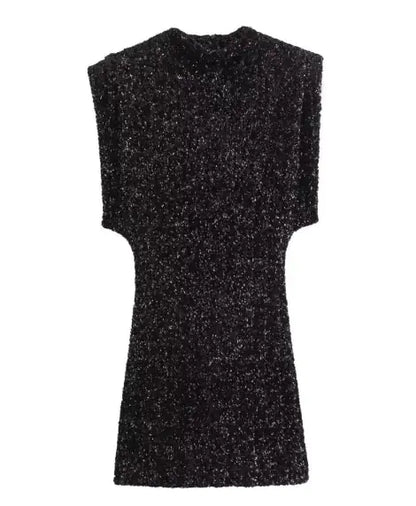 Winter Dress Sleeveless Strap Padded