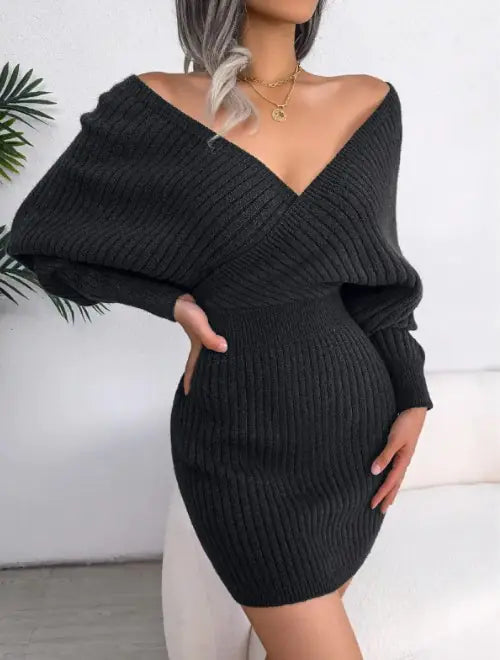 Cross V-Neck Women's Sheath Dress