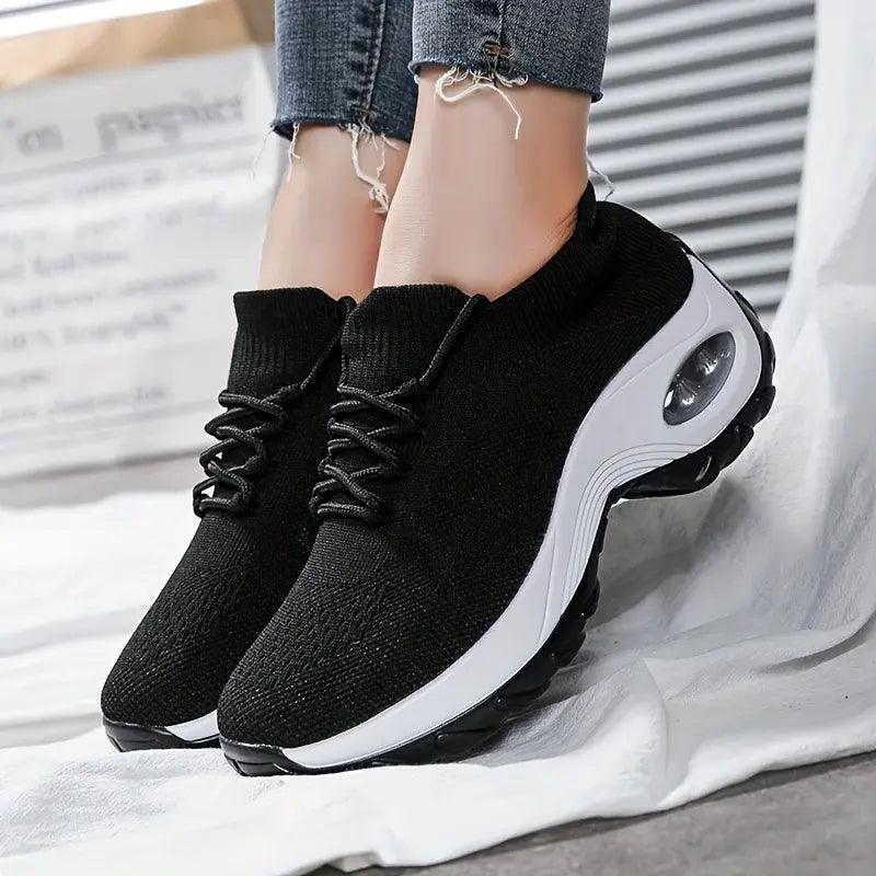 Women's Walking Shoes Lace-On Sock Sneakers