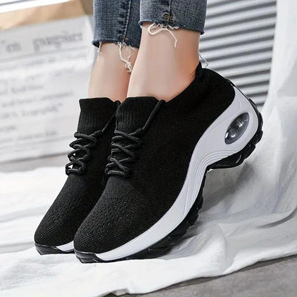 Women's Walking Shoes Lace-On Sock Sneakers