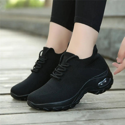 Women's Walking Shoes Lace-On Sock Sneakers